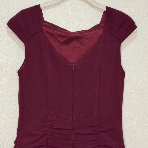Nanette Lepore Ruched Cocktail Dress Size 6 Burgundy - Picture 6 of 9
